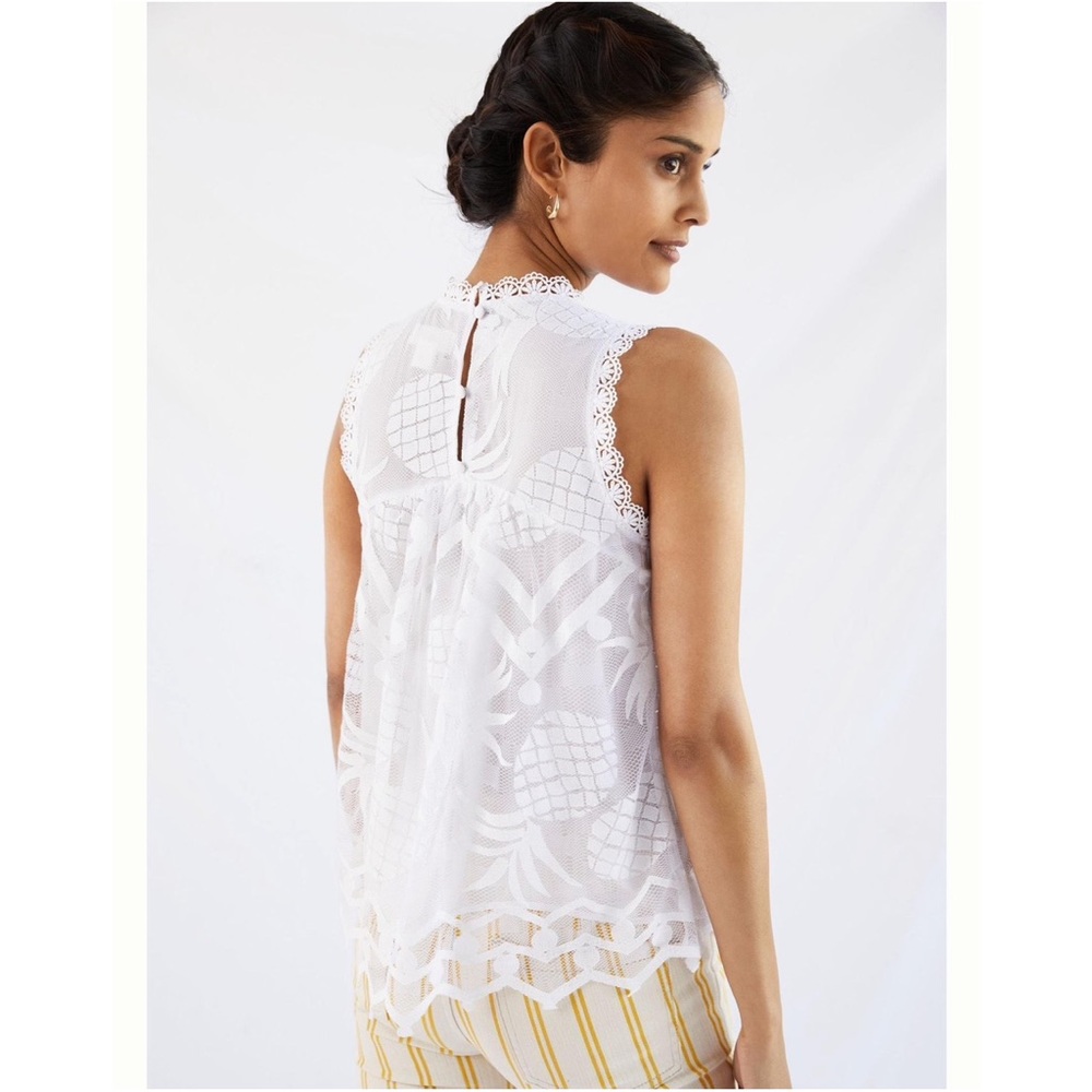 Anthropologie Summer Blouse Tank Pineapple in White NWT - Picture 4 of 14